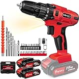 21V Akku Bohrschrauber Set，Akkuschrauber, mit 2 Akkus 1.5Ah,25+1 Drehmomentstufen, Akkubohrer 45Nm Drehmoment, LED-Licht, 29 Bohrer/Schrauberbits, für Hausreparatur, Heimwerke