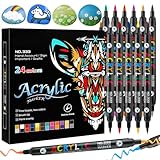 Rbleote Porzellanstifte Spülmaschinenfest, 12 pcs Porzellanmalstifte mit Doppelspitze, Porzellanstifte, Glasmalstifte, für Zum Bemalen von Tassen, Porzellan, Holz, Metall (24 Farben)