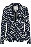 ICHI IHKATE Damen Blazer Jackenblazer Anzugsakko Reverskragen Regular fit, Größe:L, Farbe:Total Eclipse Zebra Flower AOP (202811)
