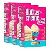 DECOCINO Vanille Buttercreme Fertigmischung (3x250g) - fertige Buttercreme Mischung im Vanille Geschmack, ideal für Torten, Kuchen und Cup Cakes, Topping, Motivtorten, Frankfurter Kranz, Geburstag