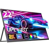 UPERFECT Portable Monitor 2K 22 Zoll, Tragbarer Monitor mit 2560 * 1440 IPS Bildschirm Integrierter Halterung Mini HDMI USB C für PC Laptop Handy Xbo Switch, Mobiler Monitor VESA-kompatibel