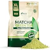 Matcha Grüntee Pulver 250g XL - Hochwertiger Matcha Tee 250g Doppelgröße - Ultrafeinem - Reich an Antioxidanten - Ideal für Smoothies - Hergestellt in Europe - Nu U Nutrition