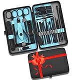 Maniküre Set 25-teiliges, BelonLink Nagelknipser Set, vollwertiges Damen Edelstahl Nagelknipser Werkzeuge, Pediküre kit Nagel Schere Nagelpflege Nagelknipser etui, für Reise, Schwarz+ blau