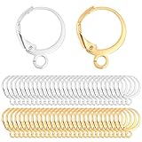 100 Stück Ohrhaken,Mabor Ohrringe Gold Silber Rund Selber Machen mit Hebelverschluss Earring Hooks Schmuckherstellung Französische Ohrringhaken Runde Silber Gold für DIY Ohrringe Basteln