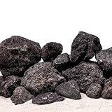 AquaOne Aquarium Steine Schwarze Lavasteine I Natursteine Lava 15kg Mix Größe M-XL I Aquascaping Gestein für Tank I Lavagestein Dekoration Aquascape Deko