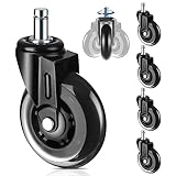 DICLLY Bürostuhl Rollen 5er Set - 11 x 22mm,Kratzerfrei & Leises Gleiten,Strapazierfähige & Abriebfeste Gummirollen für Hartboden,Laminat & Parkett – Ideal für Gaming-Stühle und Drehstühle