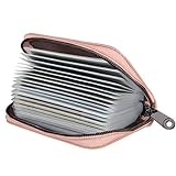 LUFFLOK Kreditkartenetui für Herren und Damen, Premium Kunstleder RFID Karten Portemonnaie, Geldbörse Kartenetui, Ausweis Kartenhüllen, Platz für bis zu 20 Karten (Rosa)