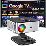 Beamer【1500 ANSI & Google TV】 HORLAT Beamer 4K Heimkino, Full HD 1080P WiFi6 Bluetooth, Autofokus/Trapezkorrektur,Sprachsteuerung, Projektor Mit 360° Drehbarem Ständer