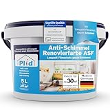 Plid® Anti Schimmel Renovierfarbe Innen Weiß 5L [FÜR ALLE WÄNDE] - Antischimmelfarbe für feuchte Räume, Bad & Küche - Wandfarbe weiß - Langzeitschutz gegen Schimmelbefall - Made in Germany