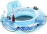 infactory Schwimmsessel: Aufblasbarer Schwimmring mit Rückenlehne und Getränkehalter (Schwimmring Erwachsene, Schwimmreifen, Schlauchboot)