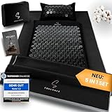 SOULANCE Akupressurmatte mit Kissen- 5-in-1 Premium Set [inkl. Yoga-Tuch] & Tragetasche,Kokosfaserfüllung – Massagematte, Shakti Matte, Akupunkturmatte gegen Nacken-und Rückenschmerzen