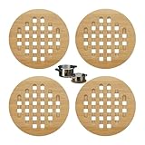 Relaxdays Untersetzer 4er Set rund Bambus, Topfuntersetzer aus Holz für Töpfe, Pfannen, Teller, abwischbar ca. 20 cm Durchmesser, natur, 19.7 x 19.7 x 0.8 cm