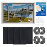 4 Stück Fliegengitter Fenster,Insektenschutz Fenster 130x150CM Mückenschutz Fenster mit Klettband Selbstklebeband,Fliegennetz Fenster,Moskitonetze für Fenster,schützen die Familie vor Insekten