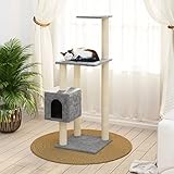 MOONAIRY Kratzbaum mit Sisal-Kratzsäule, Katzenkratzbaum, Kletterwand, Kratzbäume Für Katzen, Kratzstamm, Kratzbaum Deckenspanner,n Hellgrau 104 cm