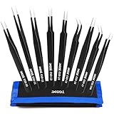 XOOL Pinzetten Set, 9-teilig Präzisions-Pinzette, Antistatische ESD-Sicherheit Edelstahl Pinzettenset, Nicht-Magnetischen, für Detaillierte Arbeiten und Reparaturen von Computern, Handys, Uhren