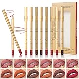 LOPHE Lip Liner Set, 8 Stück Wasserfester Lippenkonturenstift mit Mattes Finish, Lipliner Langanhaltender, Voller Textur, Lippenkonturenstift für Ideal Definierte Lippen