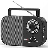 Tragbares Radio AM,FM,SW,UKW Kofferradio Netz und Batteriebetrieb, mit Bestem Empfang, Eingebautem Lautsprecher, Kopfhöreranschluss, fürZuhause/Outdoor/Camping/Notfall（(Schwarz)）