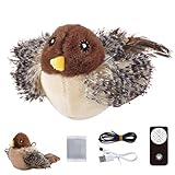 mivceklw USB wiederaufladbares Katzenspielzeug, Feathered Bird Cat Toy, Indoor Plush Chirping Bird Cat Toys, interaktives Flapping Katzenspielzeug mit Fernbedienung für Katzen, Kitten (1 Set)