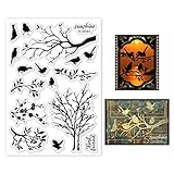 GLOBLELAND Animal Clear Stamps Silhouetten von Vögeln und Ästen Silikon Klare Stempelsiegel für Karten, Die DIY Scrapbooking Fotoalbum Dekoration Machen