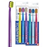 Curaprox 6 x CS 5460 Handzahnbürste, ultraweich, für Erwachsene mit 5460 Curen-Borsten, ultraweich, 6 Stück, zufällige Farbauswahl