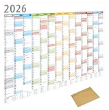 MARZEI24® Din A1 Wandkalender für 2026, 14 Monate, Jahreskalender Monatsübersicht, (84,1 cm x 59,4 cm),Planer Termine, für Büro usw. Jahresplaner, Monatsplaner, Familienkalender, Kalender gefaltet