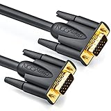 deleyCON 0,5m VGA Kabel 15pol - S-VGA Monitorkabel D-Sub-Stecker 1080p Full HD 3-fach geschirmt Knickschutz vergoldete Kontakte - Schwarz