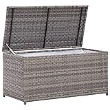 Große Aufbewahrungsbox für den Außenbereich, Poly-Rattan für Terrasse, Garten, Deck, wasserdicht, Aufbewahrungskiste für Kissen und Werkzeuge, grau, wetterfest.