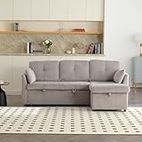 Sofa mit Schlaffunktion, Big Sofa 3 Sitzer Sofa L Form Modernes Design, Polstermöbel Loungesessel mit Storage Seats , Wohnzimmer Möbel Schlafsofa, modular sofa for living rooms, Velvet Light Gray