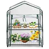 ESTO Gewächshaus für den Balkon, Körper aus Polycarbonat und transparente PVC-Plane, geeignet für Winterkulturen, Abdeckung für Pflanzen und Blumen (2 Etagen)