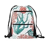 FRODOTGV Underwater World Rucksack mit Kordelzug, wasserabweisend, für Yoga, Schwimmen, Sport, Kordelzug-Rucksack für Herren und Herren, Unterwasserwelt, Einheitsgröße