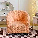 Hearda Plüsch-Jacquard Sesselschoner 1-Teilig Sesselbezug, Stretch Spandex Sesselüberwurf Weiches Modern Sesselhusse,für Wohnzimmer Hotelempfang Clubsessel Esszimmer Büro Sessel (Orange)