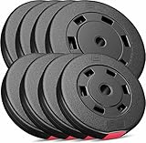 Hop-Sport 60kg Hantelscheiben Set - Kunststoff Gewichte 30/31 mm Bohrung - 4x10; 4x5 kg