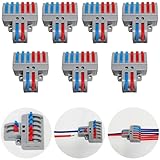 CTRICALVER Klemmen Set, Verbindungsklemme Set mit Hebel, Draht Push Kabelverbinder, Kompakt Steckklemmen, aus Kunststoff, 7 Stück Klemmen 8 Polig, Mit Befestigungsschrauben (2 in 6 raus)