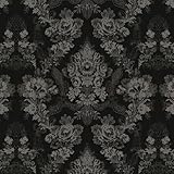 Fiula Barock Selbstklebende Tapete 41CMx3M Klebefolie Möbel Schwarz Weiß Klebetapete Möbelfolie Tapeten Vintage Wandtapete Abnehmbar Peel and Stick Wallpaper Wohnzimmer Schlafzimmer Wasserdicht