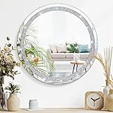 Kristall Diamant Silber Spiegel für Wand Runde geformte Wand hängende Spiegel Rahmenlose Bling Stylish Decoration Mirror for Vanity Home Bathroom Bedroom Living Room Hallway Decor