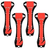 4 Stück Notfallhammer Auto mit Gurtschneider, 2 in 1 Gurtschneider Notfallhammer fürs Auto Nothammer mit Gurtmesser, Fensterbrecher und Auto Sicherheitshammer mit Gurtschneider für Auto, Bus, PKW