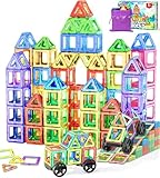 COOLJOIN Magnetische Bausteine, Magnetspiel STEM Magnetbausteine, Montessori Spielzeug ab 3 Jahre, Magnete Kinder ab 3 4 5 6 Jahren für Jungen und Mädchen Christmas Geschenke, 50 Teile Magnetbausteine