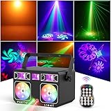 5 in 1 Doppelkopf LED Bühnenlicht, RGBY Disco 15 Kombinationsfarben Partylichter (mit UV Effekt), Fernbedienung 30 LED Mustereffekt DMX, DJ Effektstrahler Geeignet für Hochzeit Party Club Festival