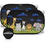 CARAMAZ Sonnenschutz Auto Baby mit UV Schutz Zertifiziert - Opti-Dark - Sonnenschutz Auto Saugnapf - Sonnenschutz Auto Seitenscheibe - Autofenster Sonnenschutz Kinder - Verdunklung 51x31cm, 2 Stück