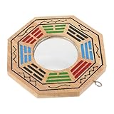 Veemoon Feng Shui Bagua Spiegel Holz Buntes Konvexes Acht Diagramme Hängende Haussegen Dekoration zur Vertreibung von Bösem Glück