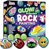 JOYIN Steine Bemalen Set Kunsthandwerk (Farbe Leuchtet Im Dunkel Metallic Standard-Farben) Kreativ Steinmalerei,Bastelset Steine Malen Set für Kinder Basteln Geschenk Mädchen 6 7 8 9 10 11 12 Jahre