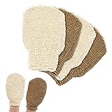 Peeling Handschuhe 4 Stück Körper Peelinghandschuh, Waschbarer Duschhandschuhe Leinen Scrubhandschuh für Den Körper, Dusche schrubben Handschuhe Peeling Werkzeuge für Männer Frauen Kinder