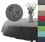 Outdoor Tischdecke Gartentischdecke wasserfest wetterbeständig rutschfest waschbar Outdoortischdecke Weichschaum Garten Balkon Camping Party Tischdeko Typ883 grau 140 cm rund