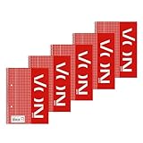 Leitz VON Collegeblock A5 kariert, 5er Pack, Notizblock mit 160 Seiten, 80 Blatt, Ideal für Büro, Studium und Schule, mit Rand links, 45760001