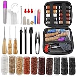 Doxiru Leder-Nähset, Leder-Nähwerkzeug-Sets, Nähahle, Nahttrenner, Leder-Handnähnadeln, Nähgarn, Lederhandwerk-Werkzeugset für Anfänger und Profis, DIY-Lederhandwerk