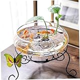 Tadoiooy Lotus Bowl Pflanzer, 6 Zoll runde Lotusblumenschale, klare Wasserlily -Schüssel, dekorative Glasschale für Blumen Sukkulente Hydroponic Plant Fish Home Decor