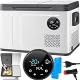 KESSER® Kompressor Kühlbox 2in1 Doppelzone Kühl & Gefrierfach 49 Liter elektrische Gefrierbox mit 2x Kühlakkus & LED-Touch-Bedienung | Kühlschrank Kühlung bis -20 °C für Camping, Auto, Lkw 12/24V 230V