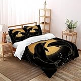 XIKMLSID Delfine Mond 3-teiliges Bettwäsche Meeresleben Thema 3D Design Weich Antiallergisch Sein Bettbezug Für Schlafzimmer,Für Erwachsene Und Kinder Geeignet,Mit 2 Kissenbezug Double（200x200cm）