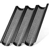 LINFELDT Premium Baguette Backform Antihaft - 38 x 30 cm zuverlässig knuspriges Baguette - robustes Baguette-Backblech - Spülmasachinenfestes Baguetteblech - Ciabatta Backform Schwarz