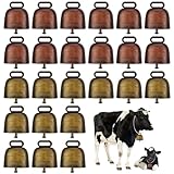 BYZESTY Kuhglocke, 24 Stück Klein Kuhglocke Vintage, Glocken Ziegenglocke Bauernhof Tierglocke, Handwerk Glocken, Sehr Laute Kupferglocken, Metall Kuhglocke Tierglocken Für Rinder Kuh Pferd Schafe